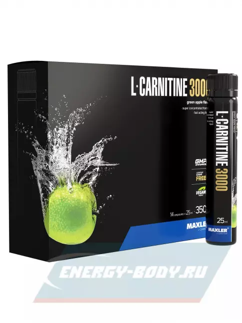 L-Карнитин MAXLER L-Carnitine 3000 mg 14 x 25 мл, Зеленое яблоко
