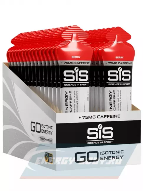 Энергетический гель SCIENCE IN SPORT (SiS) GO Energy 75mg caffeine 30 x 60 мл + кофеин, Ягодный Энергетический гель SCIENCE IN SPORT (SiS) GO Energy 75mg caffeine 30 x 60 мл + кофеин, Ягодный