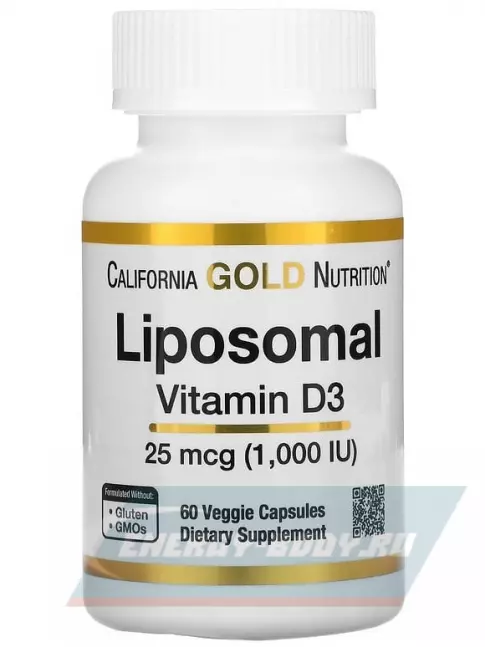  California Gold Nutrition Liposomal Vitamin D3 1000 IU 60 вегетарианских капсул