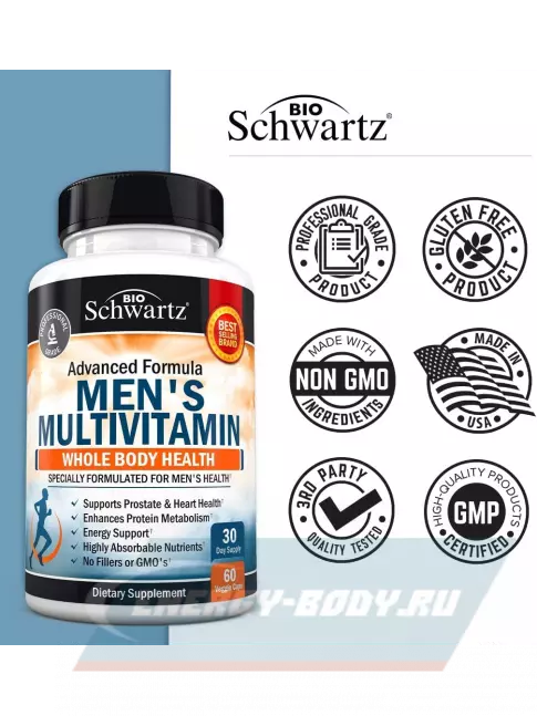  BioSchwartz Mens multivitamin 60 вегетарианских капсул