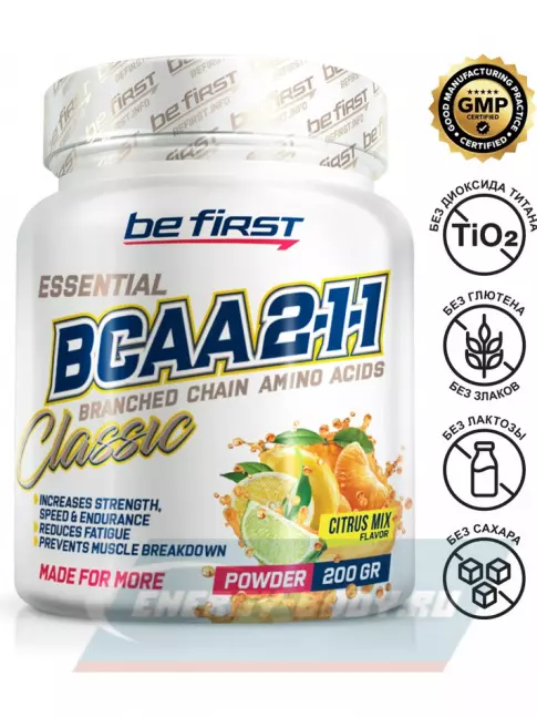 ВСАА Be First BCAA Classic Powder 2:1:1 200 г, Цитрусовый микс