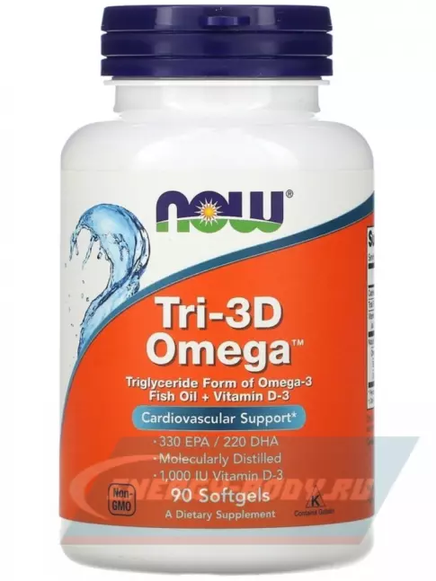 Omega 3 NOW FOODS Tri-3D Omega Fish Oil 90 гелевые капсулы