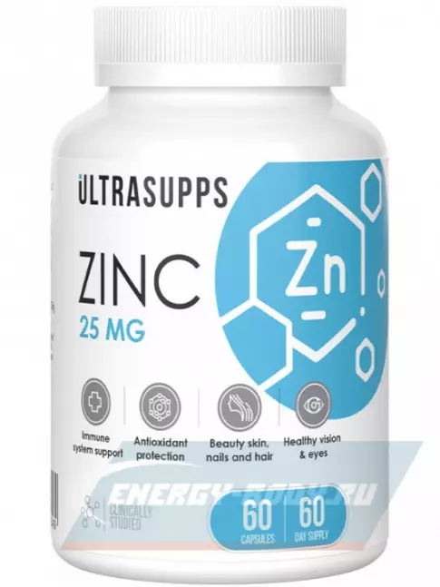  UltraSupps Zinc 25 mg 60 капсул