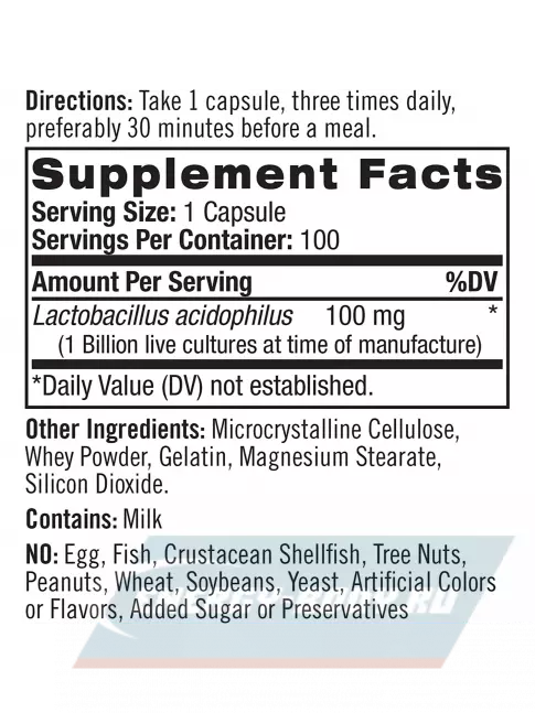  Natrol Acidophilus Probiotic 100 mg 100 капсул