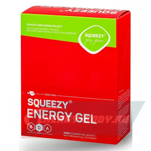 Энергетический гель SQUEEZY ENERGY SUPER GEL без вкуса, 33 г x 12 саше