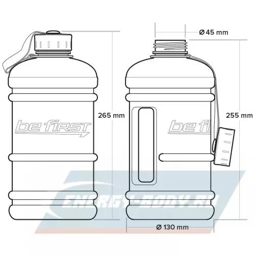  Be First Бутылка для воды 2200 мл (TS 220-FROST) матовая 2200 мл, Черный