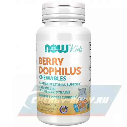  NOW FOODS Berry Dophilus Kids with 2 Billion, 10 Probiotic Strains 60 жевательных конфет