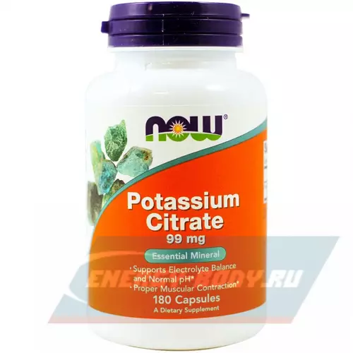 Минералы NOW FOODS Potassium Citrate - Цитрат Калия 99 мг Нейтральный, 180 капсул