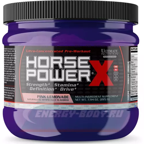 Предтерник Ultimate Nutrition HORSE POWER X Розовый лимонад, 225 г