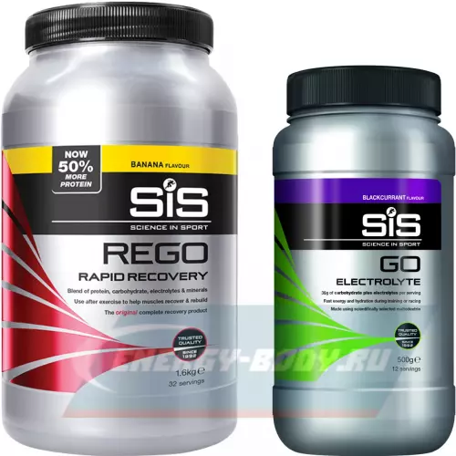 Восстановление SCIENCE IN SPORT (SiS) MIX REGO+ISOT Банан, Черная смородина, 1 x 1600 г, 1 x 500 г