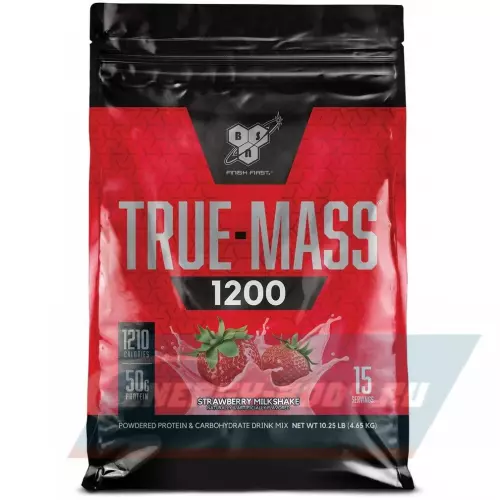 Гейнер BSN True Mass 1200 Weight Gainer Клубничный молочный коктейль, 4650 г