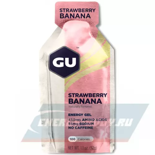 Энергетический гель GU ENERGY GU ORIGINAL ENERGY GEL no caffeine Клубника-Банан, 8 стика x 32 г