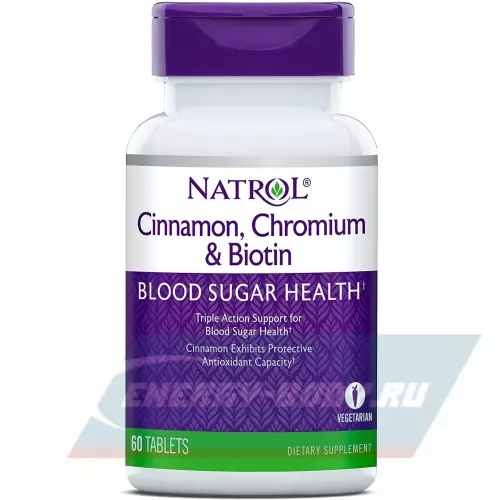  Natrol Cinnamon, Chromium & Biotin 60 таблеток