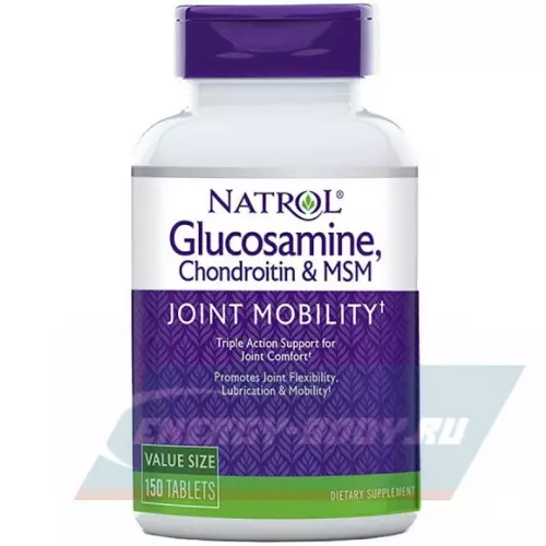 Суставы, связки Natrol Glucosamine Chondroitin MSM Нейтральный, 60 таблеток