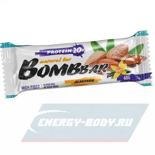 Батончик протеиновый Bombbar Protein Bar Миндаль-ваниль, 18 x 60 г