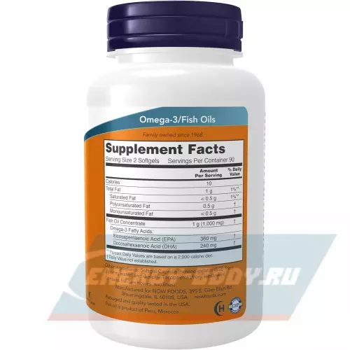 Omega 3 NOW FOODS Omega-3 Mini Gels Fish Oil 180 мягких капсул