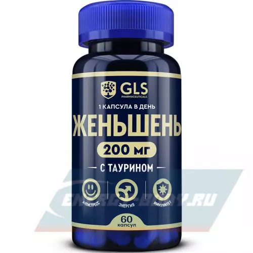  GLS pharmaceuticals Женьшень (экстракт корня) 200 мг с таурином 60 капсул