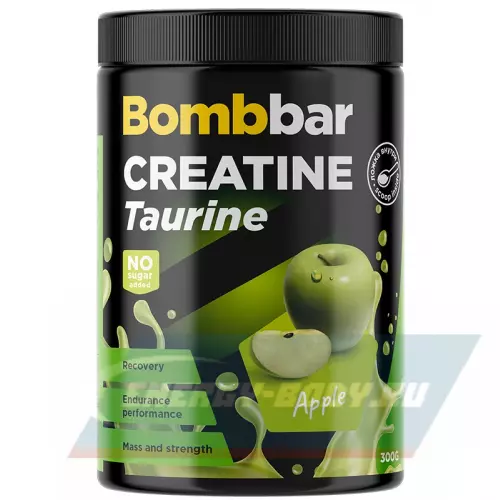  Bombbar Креатин + Таурин Pro Зеленое яблоко, 300 г