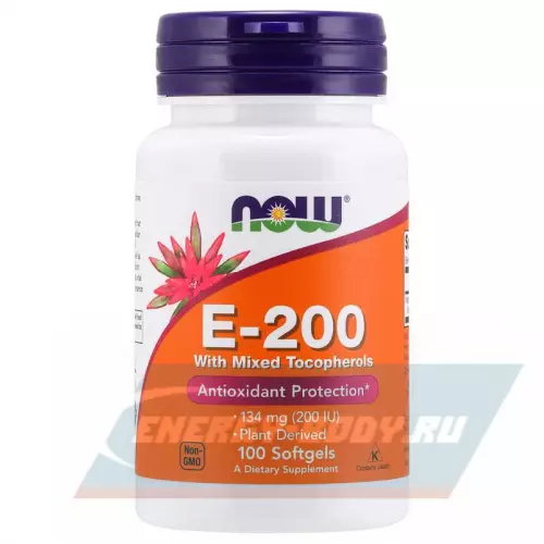  NOW FOODS E-200 134 мг (200 IU) 100 гелевых капсул