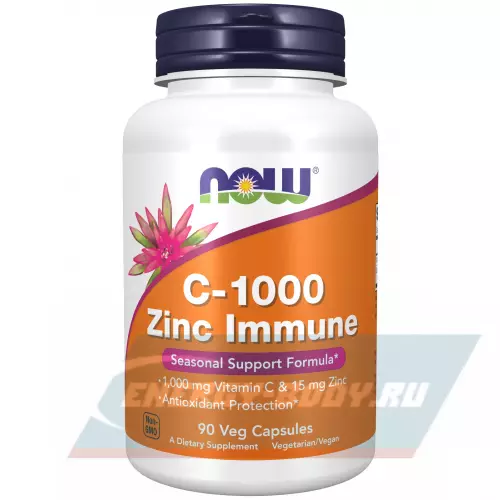  NOW FOODS C-1000 Zinc Immune 90 веган капсул