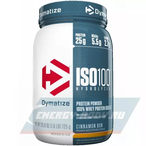  DYMATIZE Dymatize ISO100 Hydrolyzed Булочка с корицей, 725 г