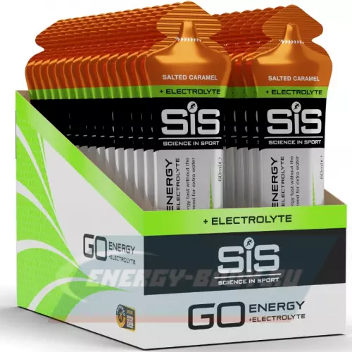 Энергетический гель SCIENCE IN SPORT (SiS) Go Energy + Electrolyte Gels Соленая карамель, 30 x 60 мл + электролиты