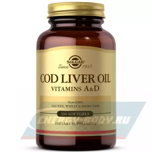 Omega 3 Solgar Cod Liver Oil Vitamins A#D 100  капсул