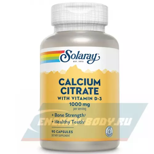 Минералы Solaray Calcium Citrate Vitamin D-3, 1000 mg 90 капсул
