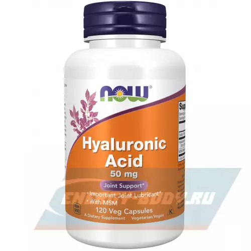 Суставы, связки NOW FOODS Hyaluronic Acid 50 mg with MSM 120 веган капсул