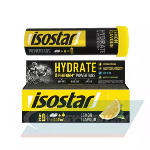  ISOSTAR Изотонический напиток Powertabs Лимон, 3 банка x 5 порций