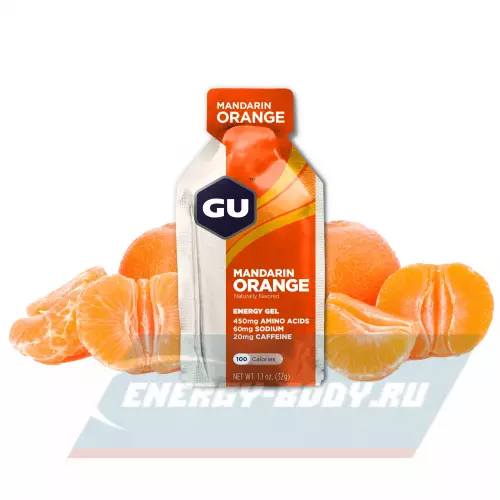 Энергетический гель GU ENERGY GU ORIGINAL ENERGY GEL 20mg caffeine Апельсин-Мандарин, 8 стика x 32 г