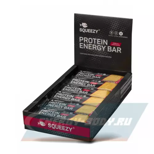 Батончик протеиновый SQUEEZY PROTEIN ENERGY BAR Ванильный шоколад, 12х50 г