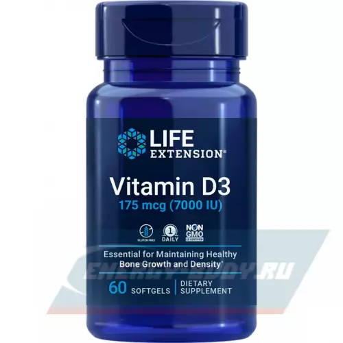  Life Extension Vitamin D3 175 mcg (7000 IU) 60 капсул