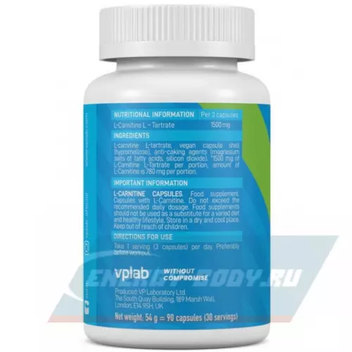 L-Карнитин VP Laboratory L-Carnitine Capsules 90 капсул