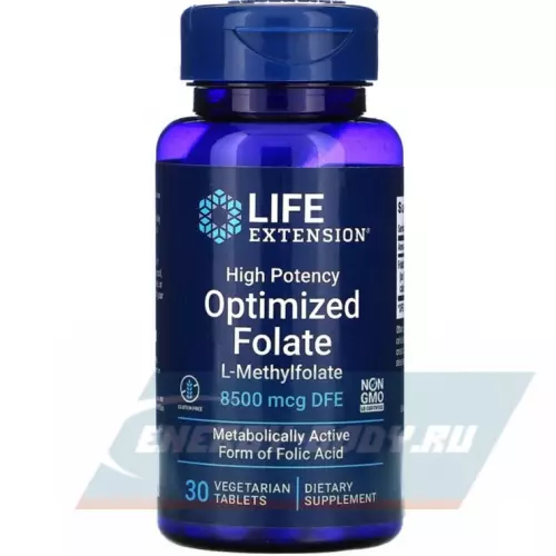  Life Extension High Potency Optimized Folate 8500 mcg DFE 30 вегетарианских таблеток