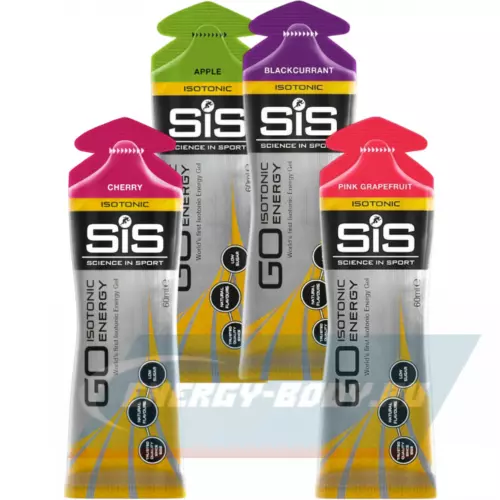 Энергетический гель SCIENCE IN SPORT (SiS) GO Isotonic Energy Gels Вишня, Розовый грейпфрут, Яблоко, Черная смородина, 4 x 60 мл Микс