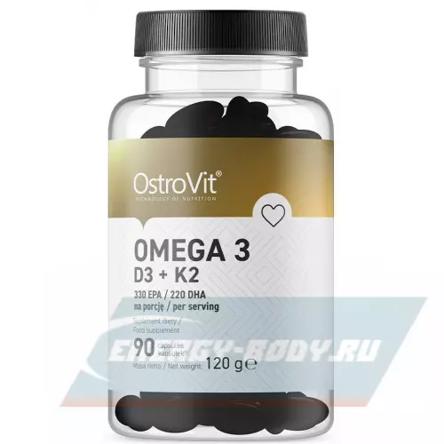 Omega 3 OstroVit Omega 3 D3+K2 90 гелевых капсул