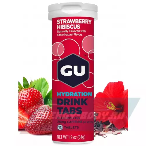  GU ENERGY GU HYDRATION DRINK TABS + caffeine Клубника-Гибискус, 1 туба