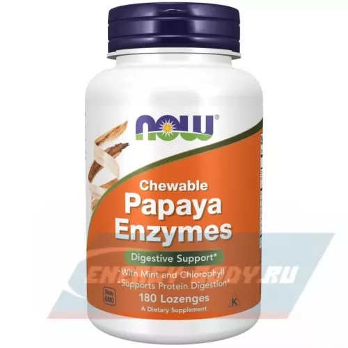  NOW FOODS Papaya Enzymes – Папайя Ферменты Нейтральный, 180 леденцов