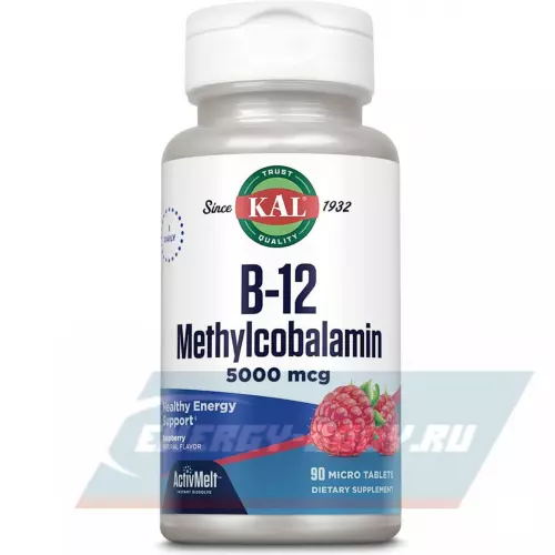  KAL B-12 Methylcobalamin 5000 mcg Малина, 90 таблеток