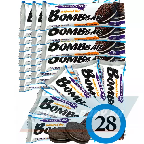 Батончик протеиновый Bombbar Protein Bar Печенье с кремом, 28 x 60 г