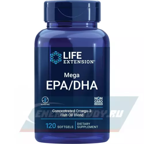 Omega 3 Life Extension Mega EPA/DHA Fish Oil 120 гелевых капсул