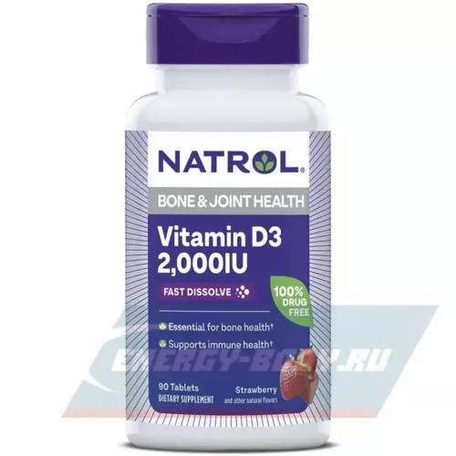  Natrol Vitamin D3 2000 IU F/D Клубника, 90 таблеток