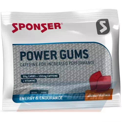 Энергетик SPONSER RED POWER GUMS + кофеин 150mg Фруктовый микс, 10 конфет