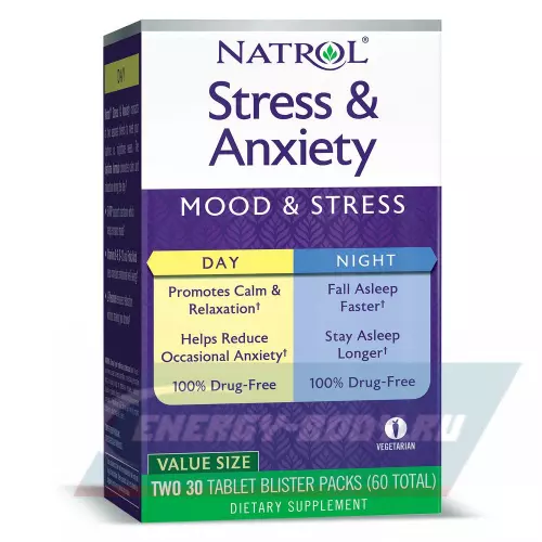 Витаминный комплекс Natrol Stress & Anxiety Day & Nite 60 таблеток