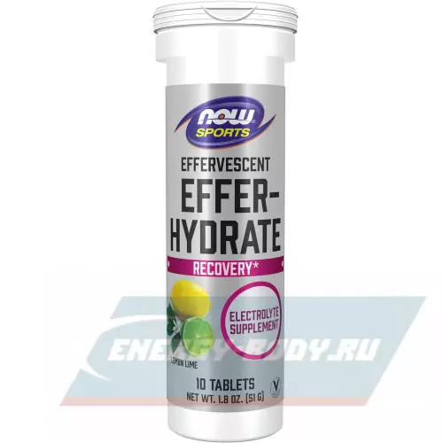  NOW FOODS Effer-Hydrate, Electrolyte Supplement Лимон - Лайм, 10 шипучих таблеток