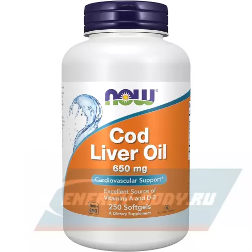 Omega 3 NOW FOODS Cod Liver Oil 650 mg 250 мягкий капсул