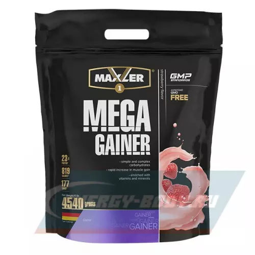 Гейнер MAXLER Mega Gainer Клубника, 4540 г