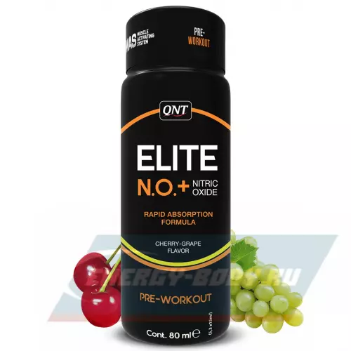 Энергетик QNT ELITE NO+ (PRE-WORKOUT) caffeine вишня - виноград, 1 шот x 60 мл