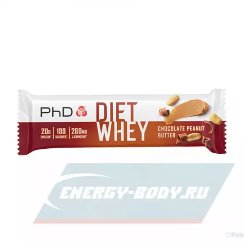 Батончик протеиновый PhD Nutrition Diet Whey Bar Шоколад-Арахисовое масло, 63 г
